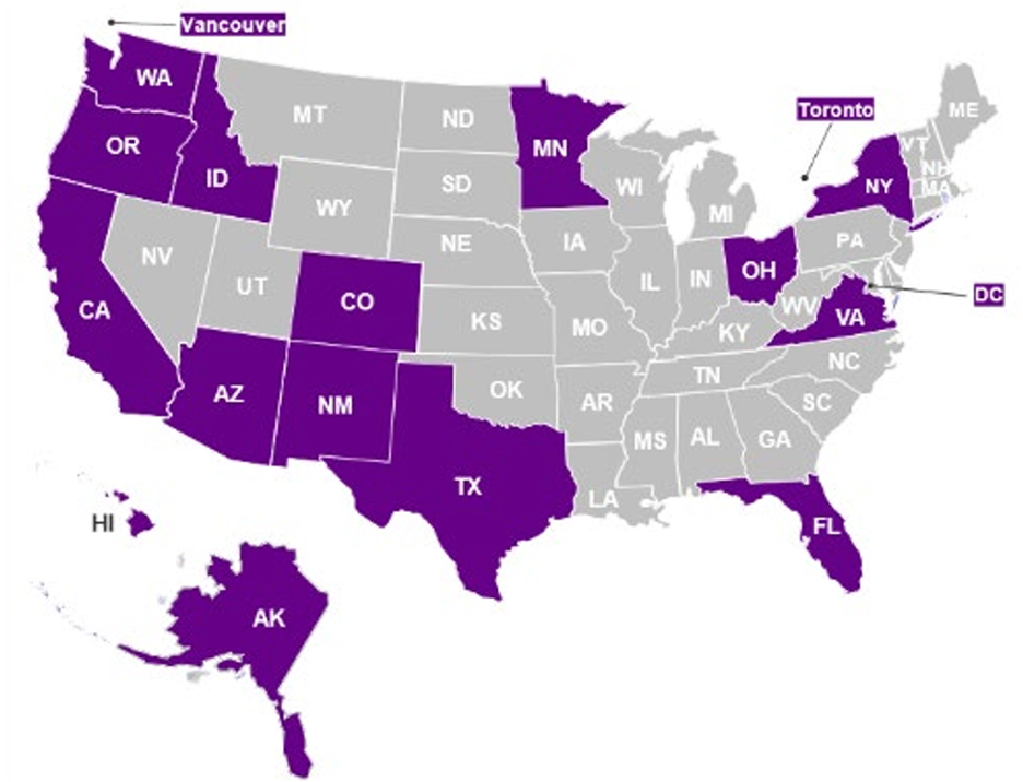 Map of participating NBRC members