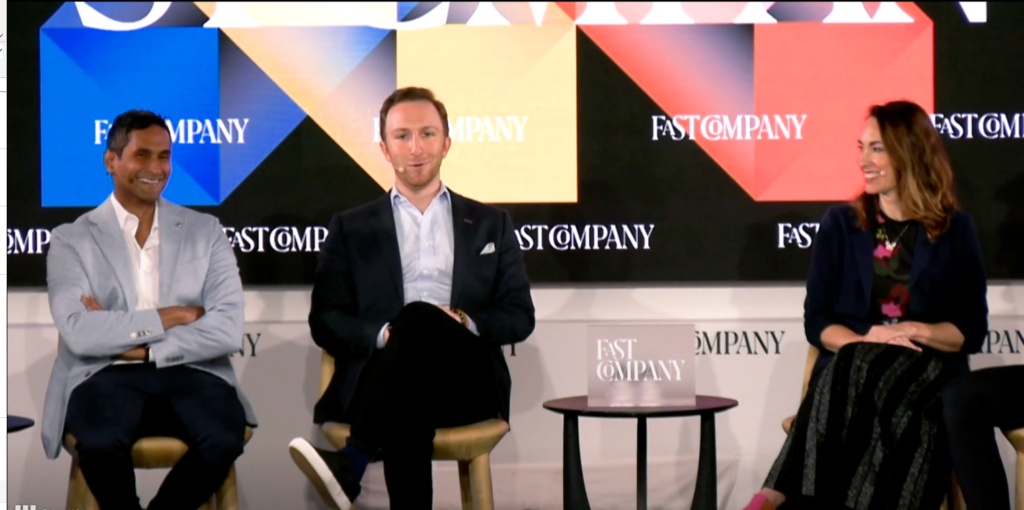 Aaron Tartakovsky on stage at Fast Company's Innovation Festival during the World Changing Ideas panel